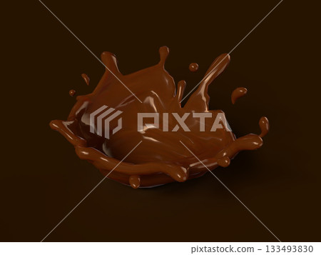 3D illustration of melted chocolate 3D illustration of melted chocolate 133493830