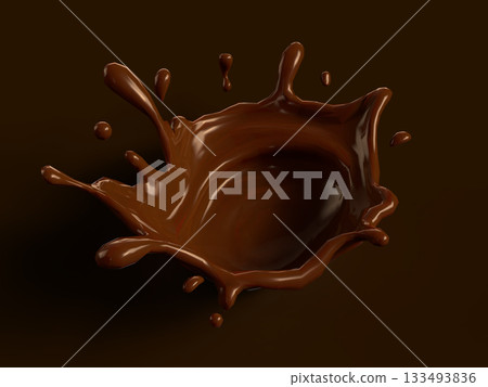 3D illustration of melted chocolate 3D illustration of melted chocolate 133493836