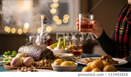 Celebrating Burns Night. Honoring Scottish culture and poetry. 133493926