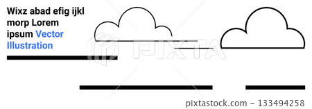 Abstract cloud shapes with horizontal lines in a minimalist design. Ideal for web design, marketing, branding, social media, presentations, infographics, digital content. Landing page Abstract cloud shapes with horizontal lines in a minimalist design. Ideal for web design, marketing, branding, social media, presentations, infographics, digital content. Landing page 133494258
