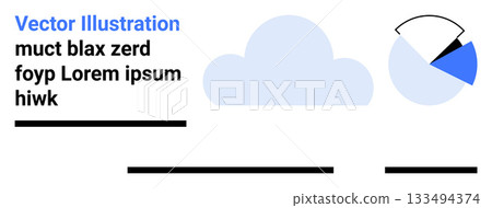 Blue cloud, pie chart with black and blue slices, text blocks. Ideal for data presentation, infographics, web design, business reports, educational materials, app design, and technology blogs Blue cloud, pie chart with black and blue slices, text blocks. Ideal for data presentation, infographics, web design, business reports, educational materials, app design, and technology blogs 133494374