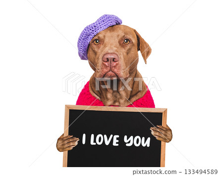 Cute dog and inscription I Love You 133494589