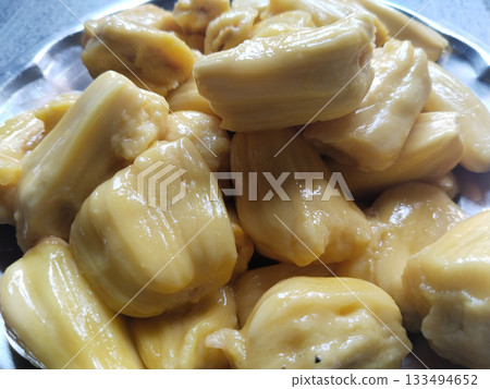 Ripe jackfruit peeled tropical fruit fresh from jackfruit tree Ripe jackfruit peeled tropical fruit fresh from jackfruit tree 133494652