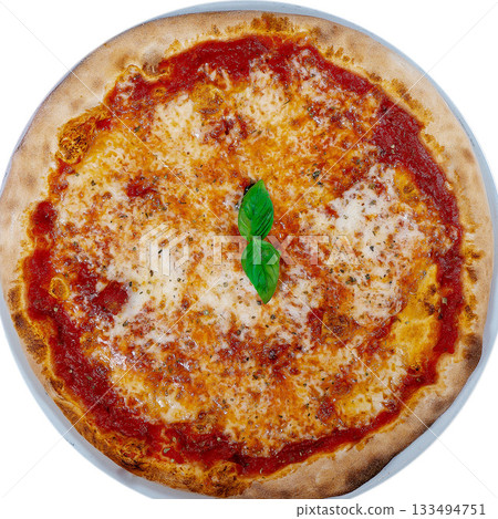 Margherita pizza mozzarella cheese tomato sauce basil International pizza day Margherita pizza mozzarella cheese tomato sauce basil International pizza day 133494751