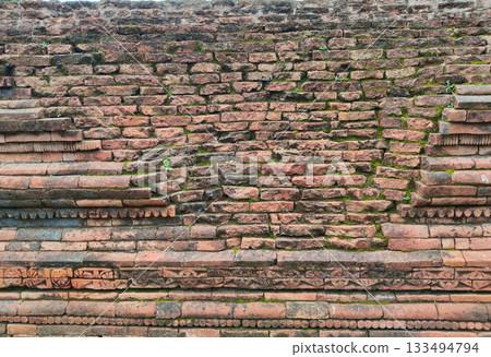 ancient brick wall cravings and ruined wall, 2500 years old ruins and design ancient brick wall cravings and ruined wall, 2500 years old ruins and design 133494794