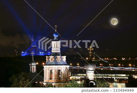 Night view of Moscow from a high point (with the super moon), Russia 133494949