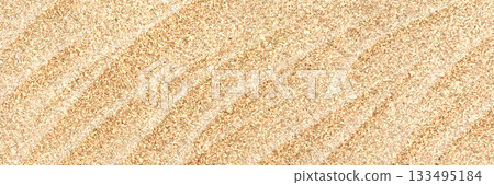 Sand background top view. Beach or desert texture with golden sandy waves or dunes. Golden brown sandy surface captures beauty and simplicity of nature. Realistic 3d horizontal vector illustration Sand background top view. Beach or desert texture with golden sandy waves or dunes. Golden brown sandy surface captures beauty and simplicity of nature. Realistic 3d horizontal vector illustration 133495184