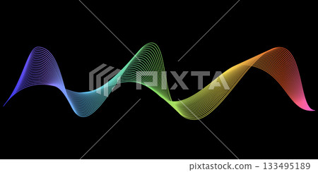Abstract color wave line vector illustration isolated on black background. Rainbow flowing wavy curve. Dynamic colorful curved line. Modern graphic digital technology design element Abstract color wave line vector illustration isolated on black background. Rainbow flowing wavy curve. Dynamic colorful curved line. Modern graphic digital technology design element 133495189