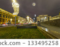 Christmas (New Year holidays) decoration in Moscow (at night with the super moon), Russia-- Manege Square near the Kremlin 133495258