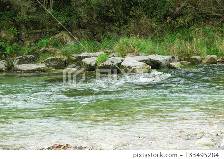 Stunning Mountain River Landscape and Forest View Stunning Mountain River Landscape and Forest View 133495284