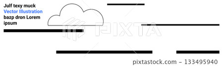 Cloud shape, multiple text lines, and horizontal bars in a minimalistic style. Ideal for web design, social media, presentations, infographics, education, marketing, and mobile apps. Landing page 133495940