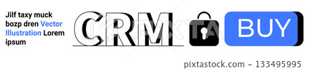 CRM letters, lock icon, blue buy button. Ideal for CRM systems, online transactions, security, e-commerce, business management, software tools, digital transactions. Landing page CRM letters, lock icon, blue buy button. Ideal for CRM systems, online transactions, security, e-commerce, business management, software tools, digital transactions. Landing page 133495995
