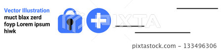 Blue lock icon representing security alongside a blue plus sign indicating medical aid. Ideal for cybersecurity, data protection, health services, online security, medical websites, insurance Blue lock icon representing security alongside a blue plus sign indicating medical aid. Ideal for cybersecurity, data protection, health services, online security, medical websites, insurance 133496306
