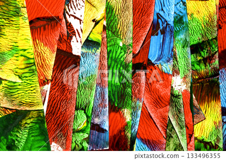 Thick vibrant abstract acrylic paint texture with lines splatters 133496355