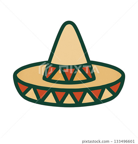 墨西哥寬邊帽的簡單插圖 133496601
