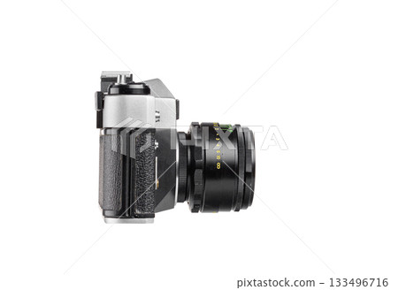 Vintage film camera isolated on white background Vintage film camera isolated on white background 133496716