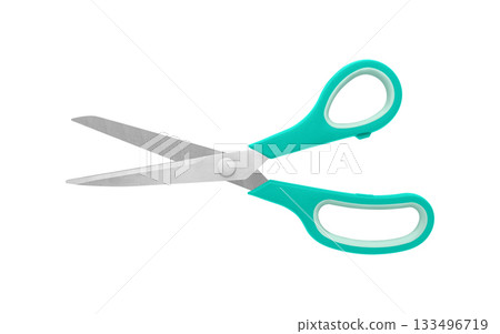 Blue Handled Scissors Half Open on White Background Blue Handled Scissors Half Open on White Background 133496719
