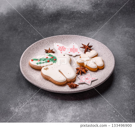 Christmas gingerbread as food background for winter holidays. Sweet christmas gingerbread Christmas gingerbread as food background for winter holidays. Sweet christmas gingerbread 133496900