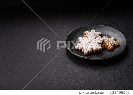 Christmas gingerbread as food background for winter holidays. Sweet christmas gingerbread 133496901