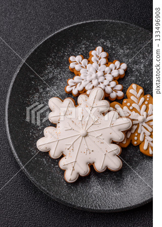 Christmas gingerbread as food background for winter holidays. Sweet christmas gingerbread 133496908