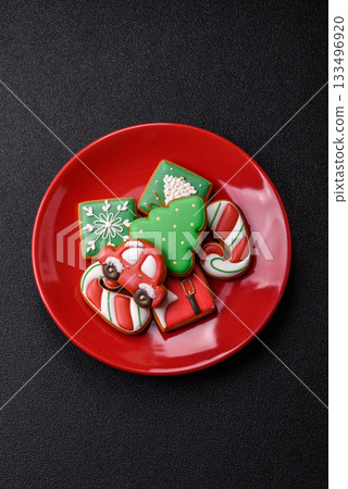 Christmas gingerbread as food background for winter holidays. Sweet christmas gingerbread 133496920