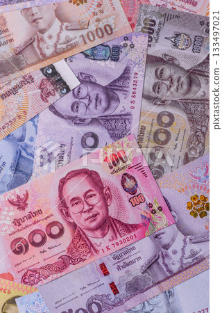 Thailand paper money, dinar banknotes as currency for exchange or travel. Thai money 133497021