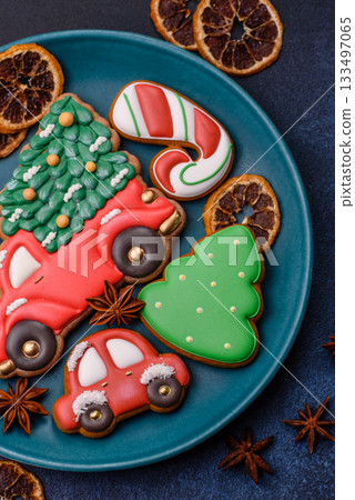 Christmas gingerbread as food background for winter holidays. Sweet christmas gingerbread Christmas gingerbread as food background for winter holidays. Sweet christmas gingerbread 133497065