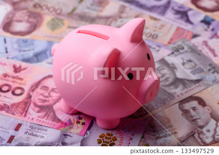 Thailand paper money, dinar banknotes as currency for exchange or travel. Thai money 133497529