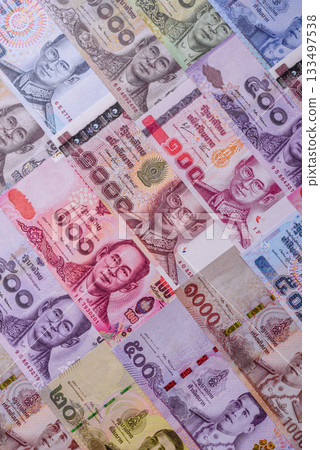 Thailand paper money, dinar banknotes as currency for exchange or travel. Thai money 133497538