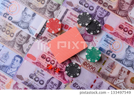 Casino and gambling in Thailand, risk to win or lose money. Betting chips as a background Casino and gambling in Thailand, risk to win or lose money. Betting chips as a background 133497549