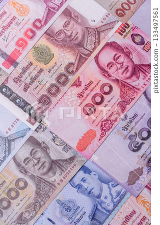 Thailand paper money, dinar banknotes as currency for exchange or travel. Thai money 133497561
