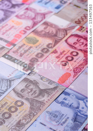 Thailand paper money, dinar banknotes as currency for exchange or travel. Thai money Thailand paper money, dinar banknotes as currency for exchange or travel. Thai money 133497563
