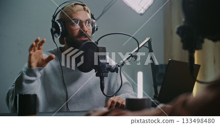 Casual Podcast Talk With Cup Warm Coffee or Tea Casual Podcast Talk With Cup Warm Coffee or Tea 133498480