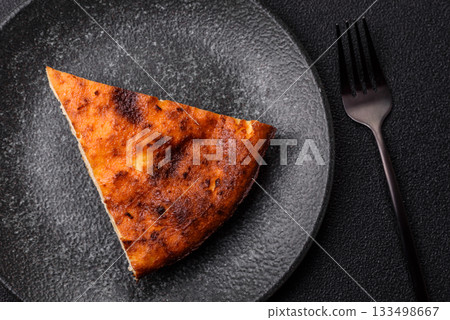 Cake, cheesecake sweet dessert, slice of delicious sweetness on a plate. Piece of cheesecake 133498667