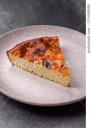 Cake, cheesecake sweet dessert, slice of delicious sweetness on a plate. Piece of cheesecake 133498680