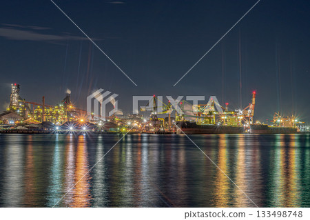 Nagoya Port factory night view Nagoya Port factory night view 133498748