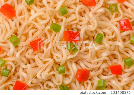 Asian food, chinese or thai rice noodles with vegetables and meat. Rice noodles Asian food, chinese or thai rice noodles with vegetables and meat. Rice noodles 133498875