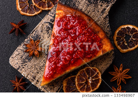 Cake, cheesecake sweet dessert, slice of delicious sweetness on a plate. Piece of cheesecake Cake, cheesecake sweet dessert, slice of delicious sweetness on a plate. Piece of cheesecake 133498907