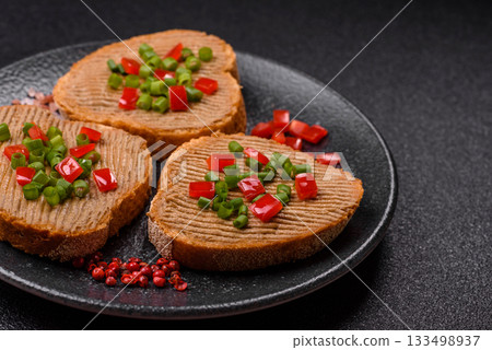 Vegan sandwiches with bread, mushroom or bean pate and vegetables. Vegetarian pate sandwiches Vegan sandwiches with bread, mushroom or bean pate and vegetables. Vegetarian pate sandwiches 133498937