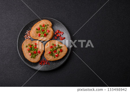 Vegan sandwiches with bread, mushroom or bean pate and vegetables. Vegetarian pate sandwiches 133498942