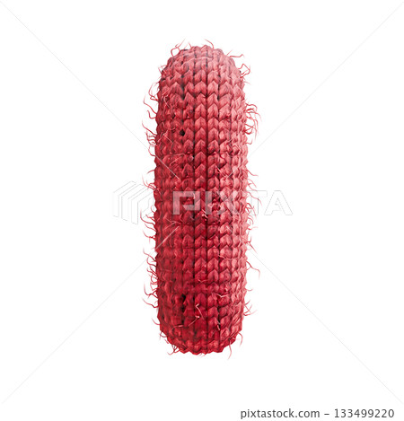 Red wool knitted font Letter I 3D 133499220