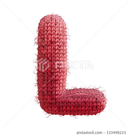 Red wool knitted font Letter L 3D 133499223