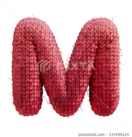Red wool knitted font Letter M 3D Red wool knitted font Letter M 3D 133499224