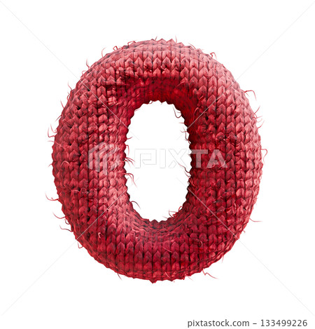 Red wool knitted font Letter O 3D Red wool knitted font Letter O 3D 133499226