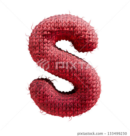 Red wool knitted font Letter S 3D Red wool knitted font Letter S 3D 133499230