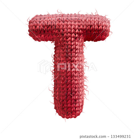 Red wool knitted font Letter T 3D Red wool knitted font Letter T 3D 133499231