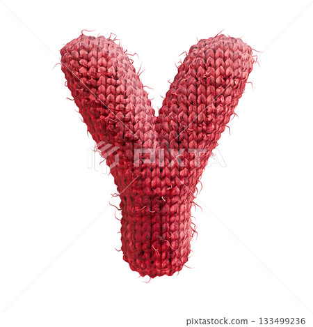 Red wool knitted font Letter Y 3D Red wool knitted font Letter Y 3D 133499236