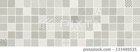 Collection of vector seamless geometric ornament patterns in different styles. Monochrome repeatable backgrounds. Endless prints, textile textures Collection of vector seamless geometric ornament patterns in different styles. Monochrome repeatable backgrounds. Endless prints, textile textures 133499535