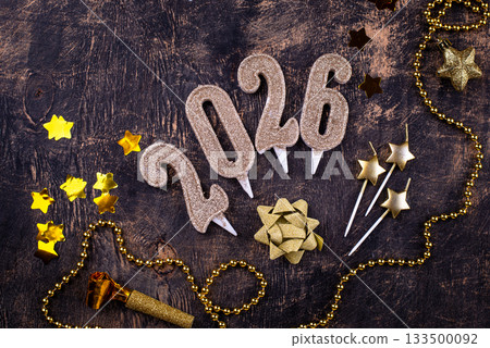 2026 New year background with golden decoration 133500092