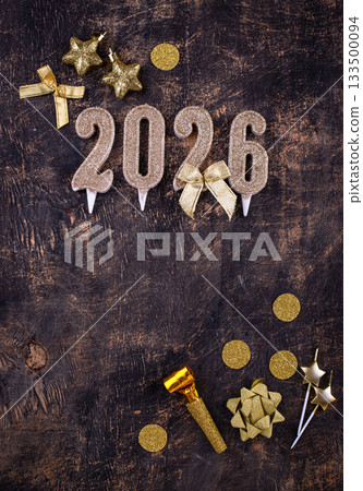 2026 New year background with golden decoration 133500094
